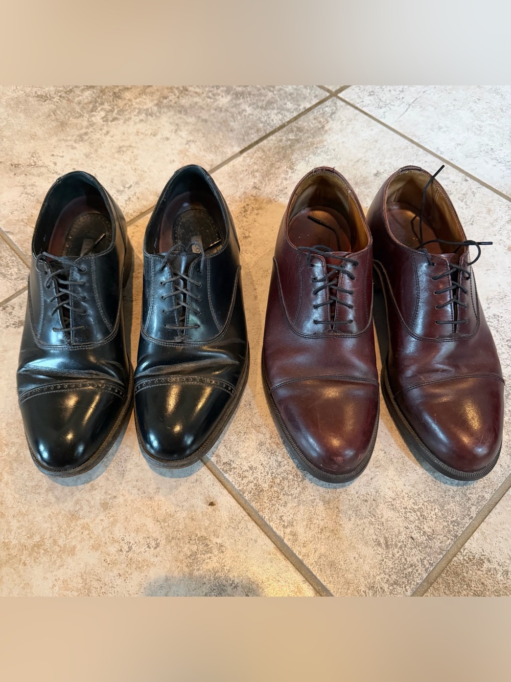 Florsheim Lexington Cap Toe dress shoes in black and burgundy - TWO pairs sz 8.5